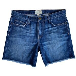 Current Elliott The Boyfriend Rolled Short Loved Blue Denim Distressed Size 26